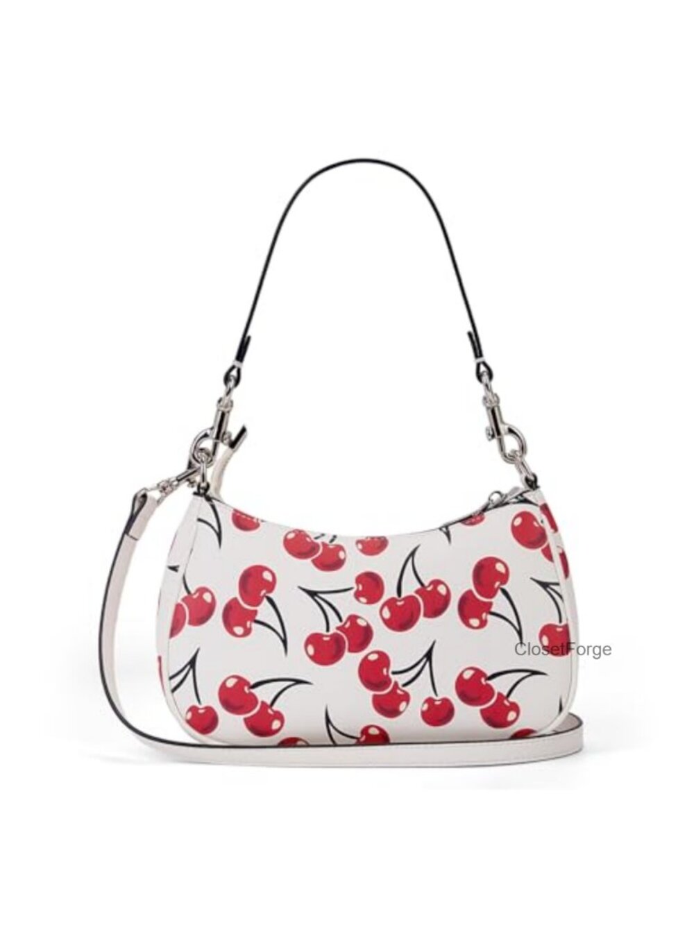 Cherry Fruit Print Hobo Shoulder Bag Faux Leather Crossbody Purse